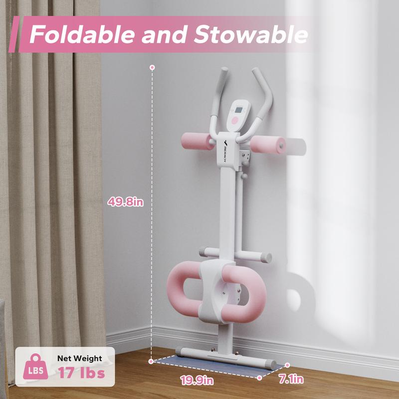 Adjustable Foldable Ab Trainer with LCD Monitor – Home Gym Workout for Women