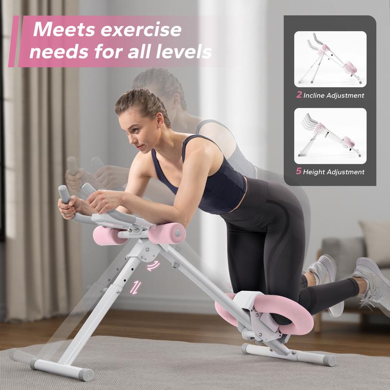 Adjustable Foldable Ab Trainer with LCD Monitor – Home Gym Workout for Women
